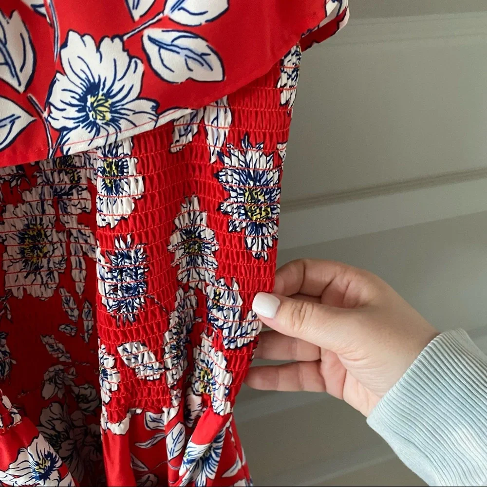 NWT Eliza J Floral Off Shoulder Smocked Midi Dress - Picture 4 of 6